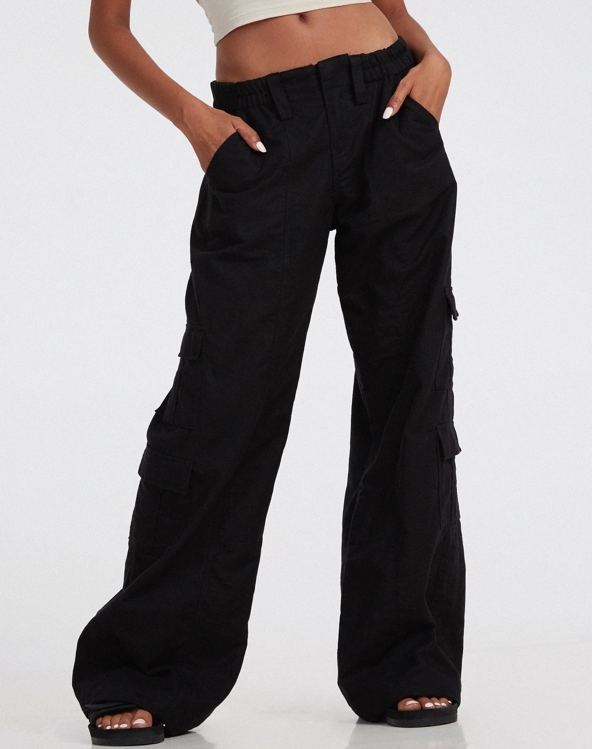 Hansa Cargo Trouser in Rami Black sold by Motel Rocks product image thumbnail 3