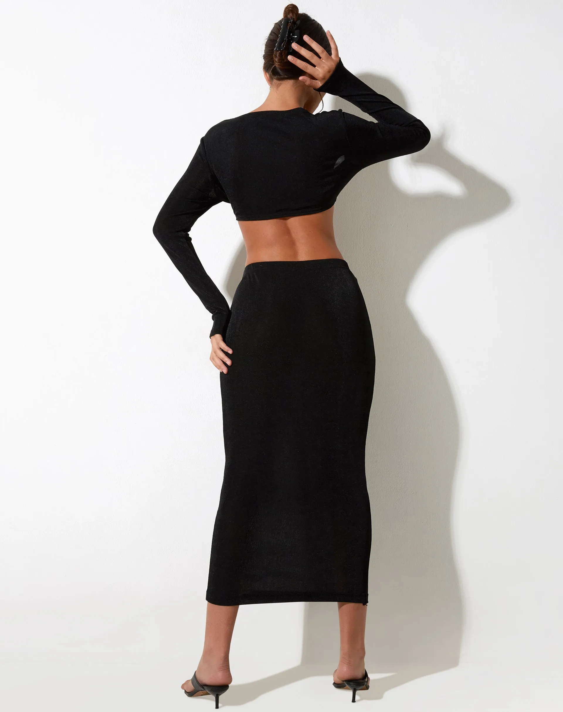 Rindang Midi Skirt in Crepe Black sold by Motel Rocks product image thumbnail 4