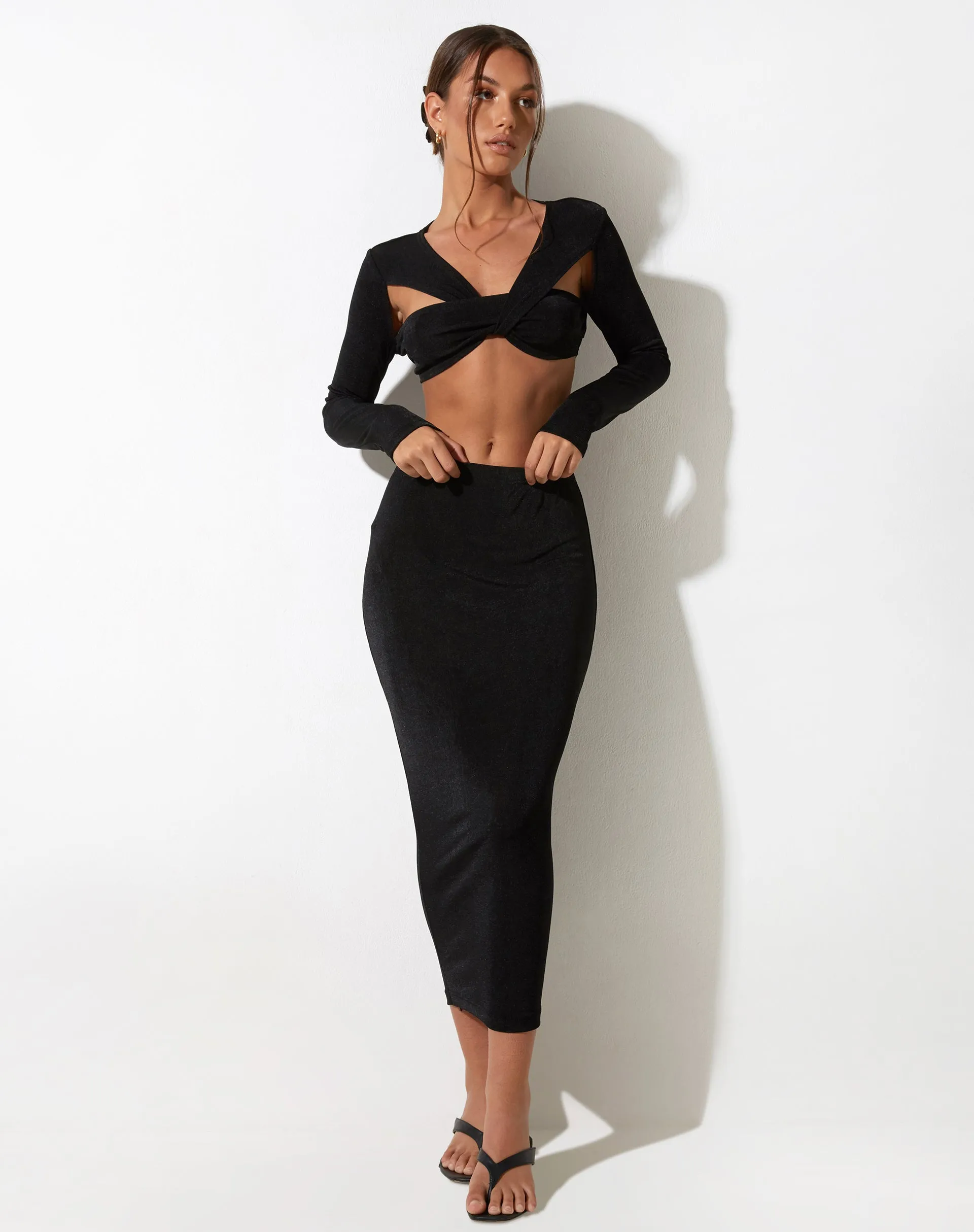 Rindang Midi Skirt in Crepe Black sold by Motel Rocks product image thumbnail 3