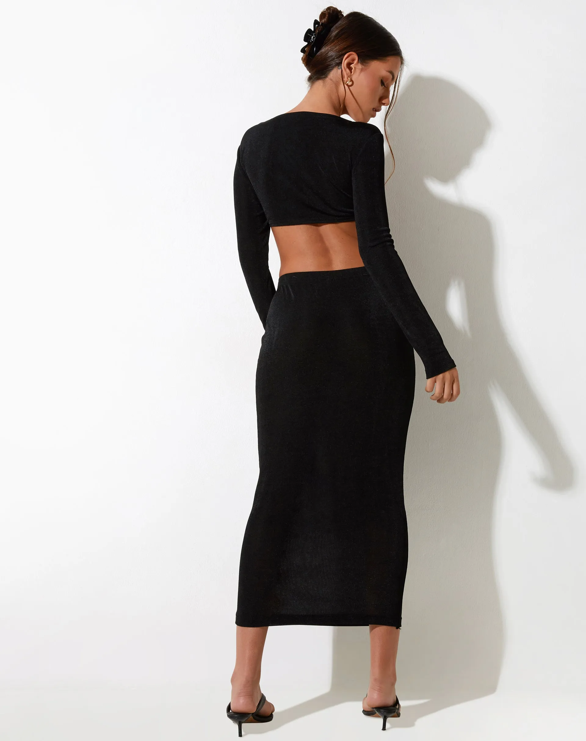 Rindang Midi Skirt in Crepe Black sold by Motel Rocks product image thumbnail 2