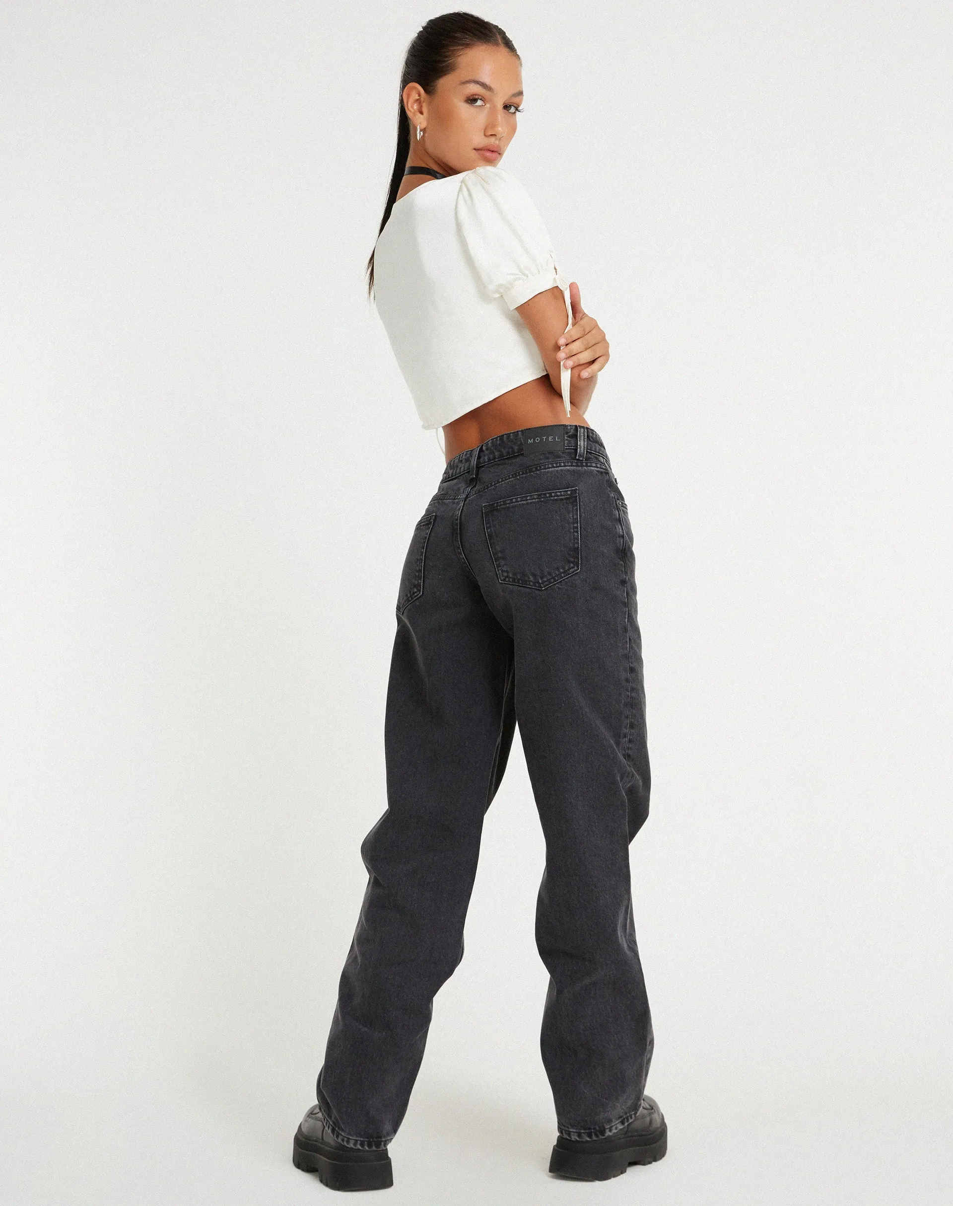 Sanura Tie Up Crop Top in Satin Ivory sold by Motel Rocks product image thumbnail 5