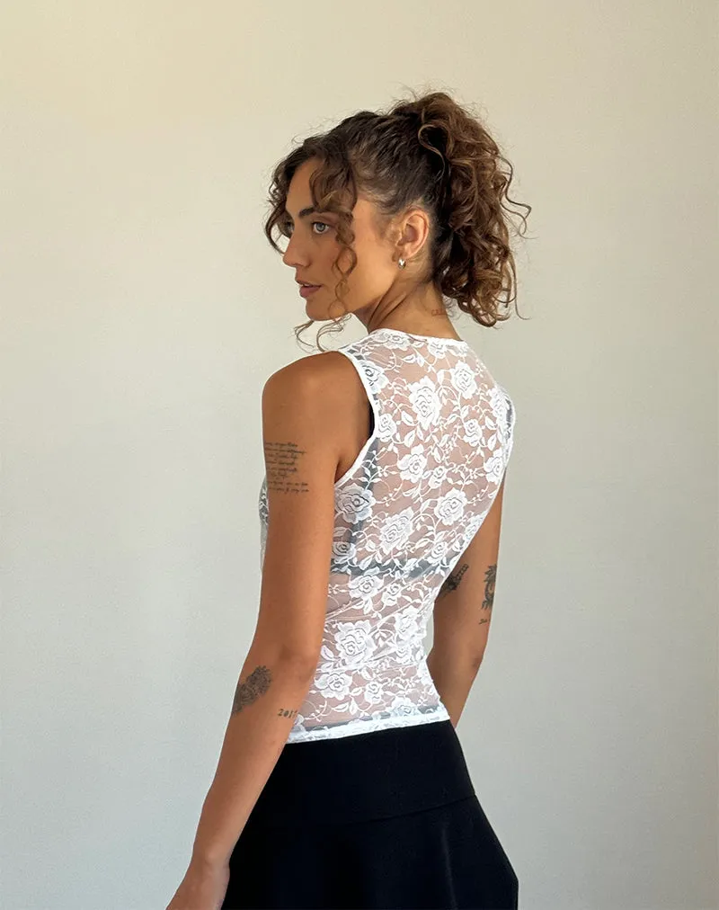 Monlo Unlined Top in Ivory Big Rose Lace sold by Motel Rocks product image thumbnail 3