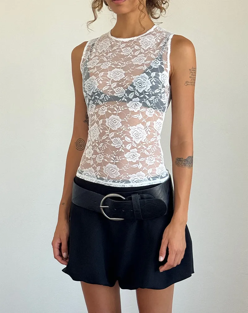 Monlo Unlined Top in Ivory Big Rose Lace sold by Motel Rocks product image thumbnail 2