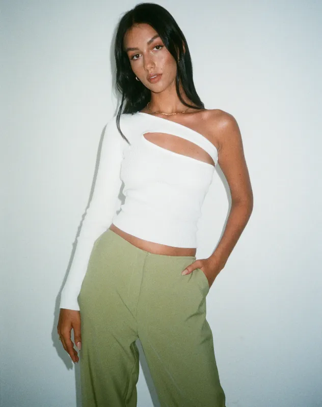 MOTEL X OLIVIA NEILL Haimi Top in Rib Star White sold by Motel Rocks