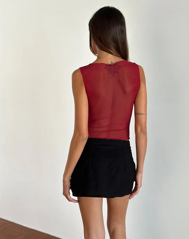 Moni Vest Top in Mesh Cherry sold by Motel Rocks product image thumbnail 3