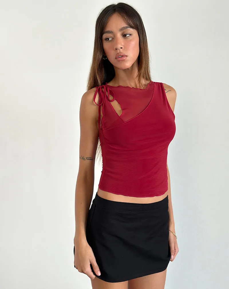 Moni Vest Top in Mesh Cherry sold by Motel Rocks product image thumbnail 4