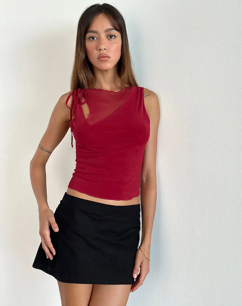 Moni Vest Top in Mesh Cherry sold by Motel Rocks