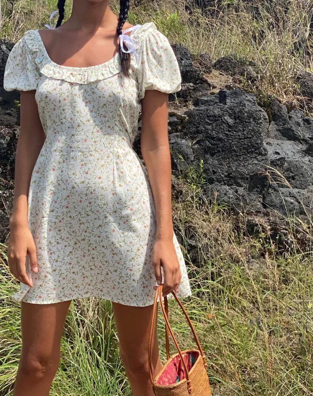 Sasyana Mini Dress in Pretty Petal Ivory made by Motel Rocks
