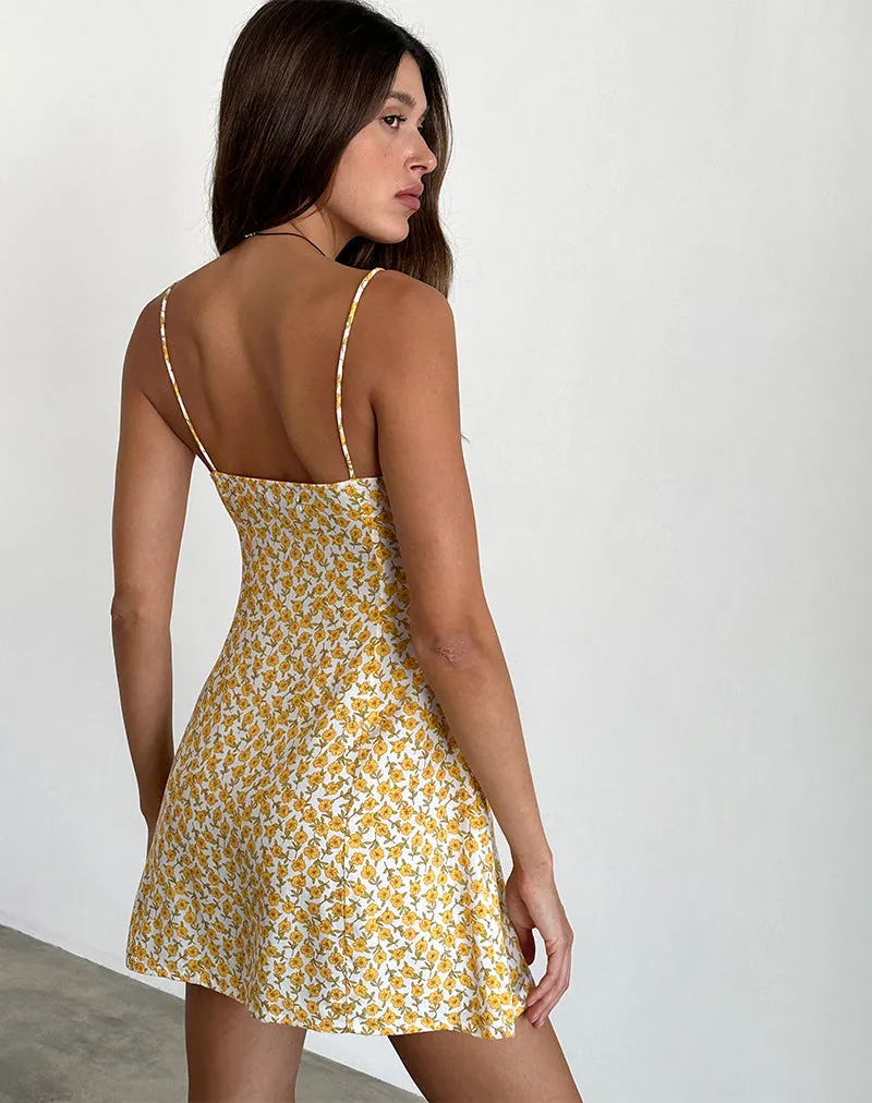 Alvary Mini Dress in Yellow Cosmos Garden sold by Motel Rocks product image thumbnail 4