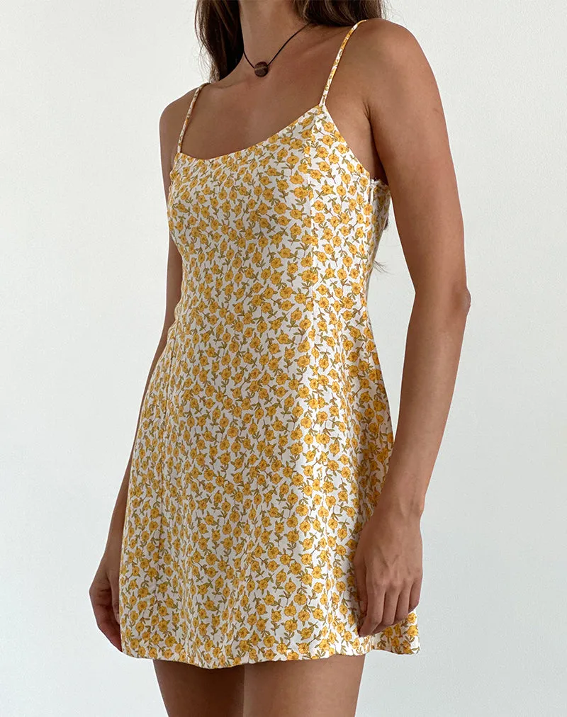 Alvary Mini Dress in Yellow Cosmos Garden sold by Motel Rocks product image thumbnail 3