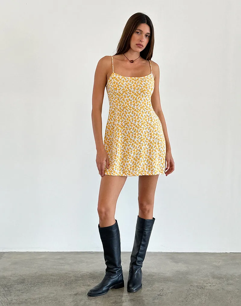 Alvary Mini Dress in Yellow Cosmos Garden sold by Motel Rocks product image thumbnail 2
