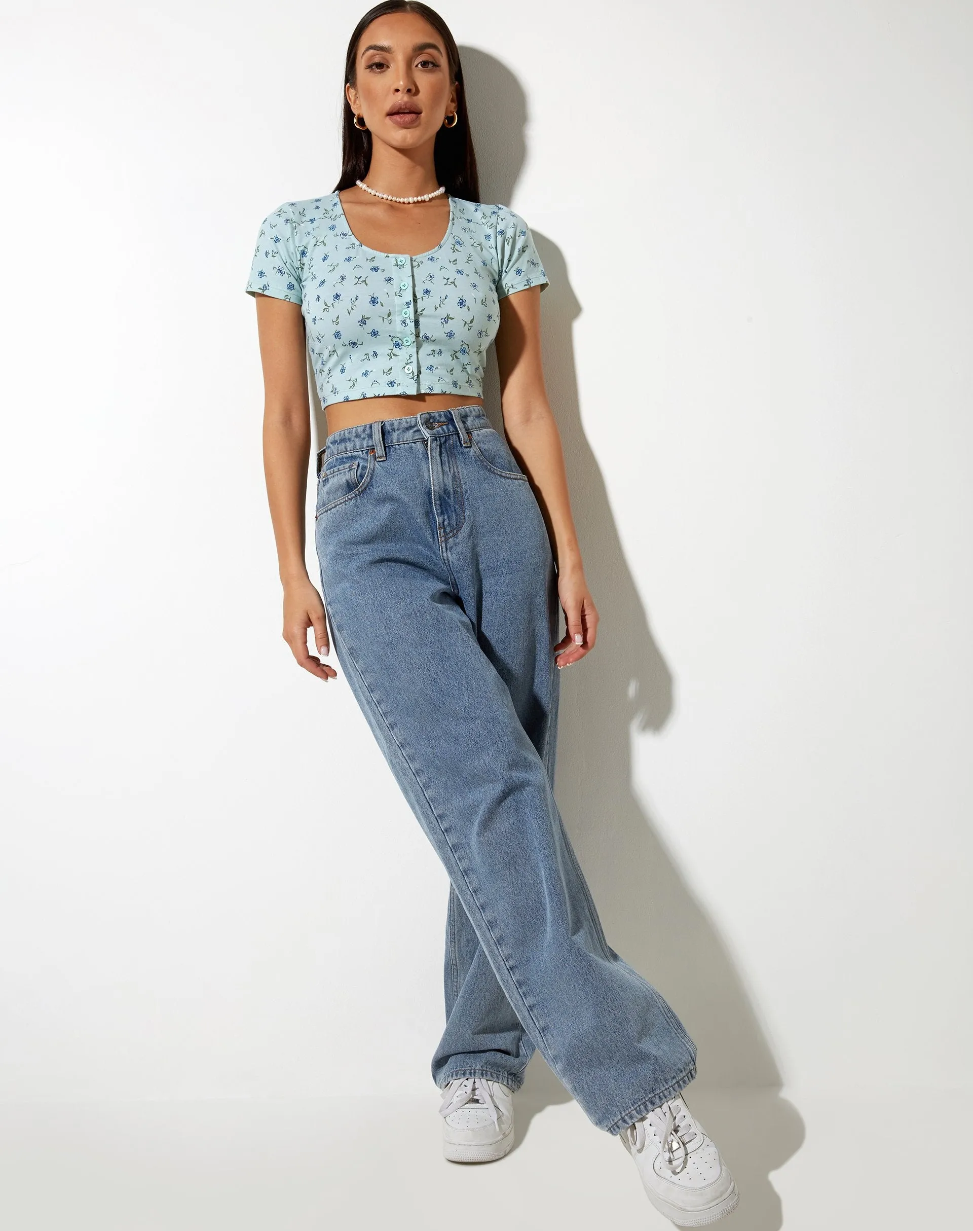 Mieye Crop Top in Pretty Petal Green sold by Motel Rocks product image thumbnail 2