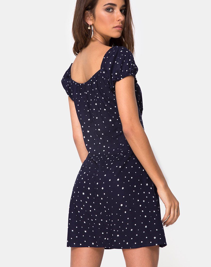 Gaval Mini Dress in Stars Struck Navy sold by Motel Rocks product image thumbnail 2