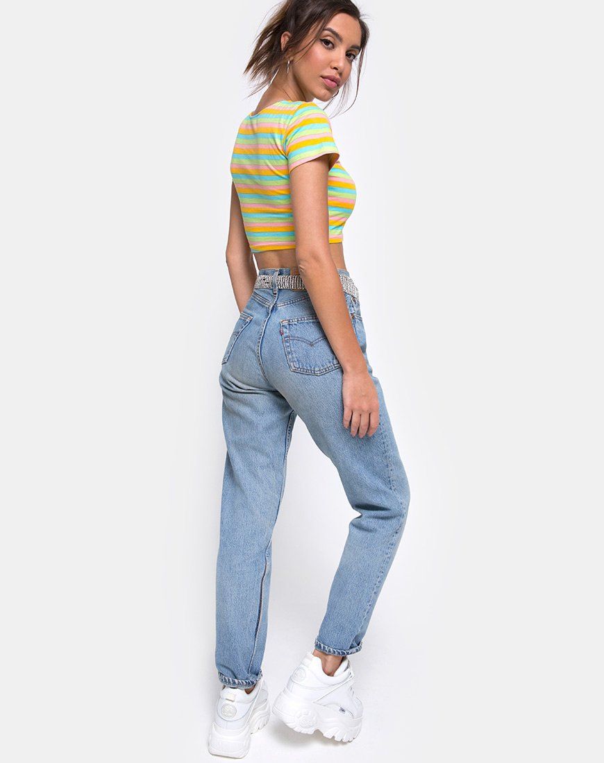 Tindy Crop Top in Sweet Stripe sold by Motel Rocks product image thumbnail 4