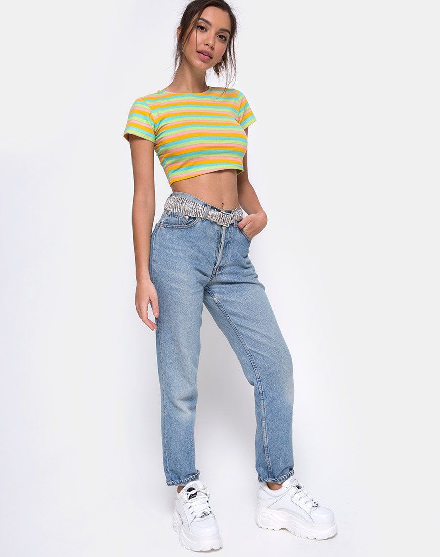 Tindy Crop Top in Sweet Stripe sold by Motel Rocks product image thumbnail 3