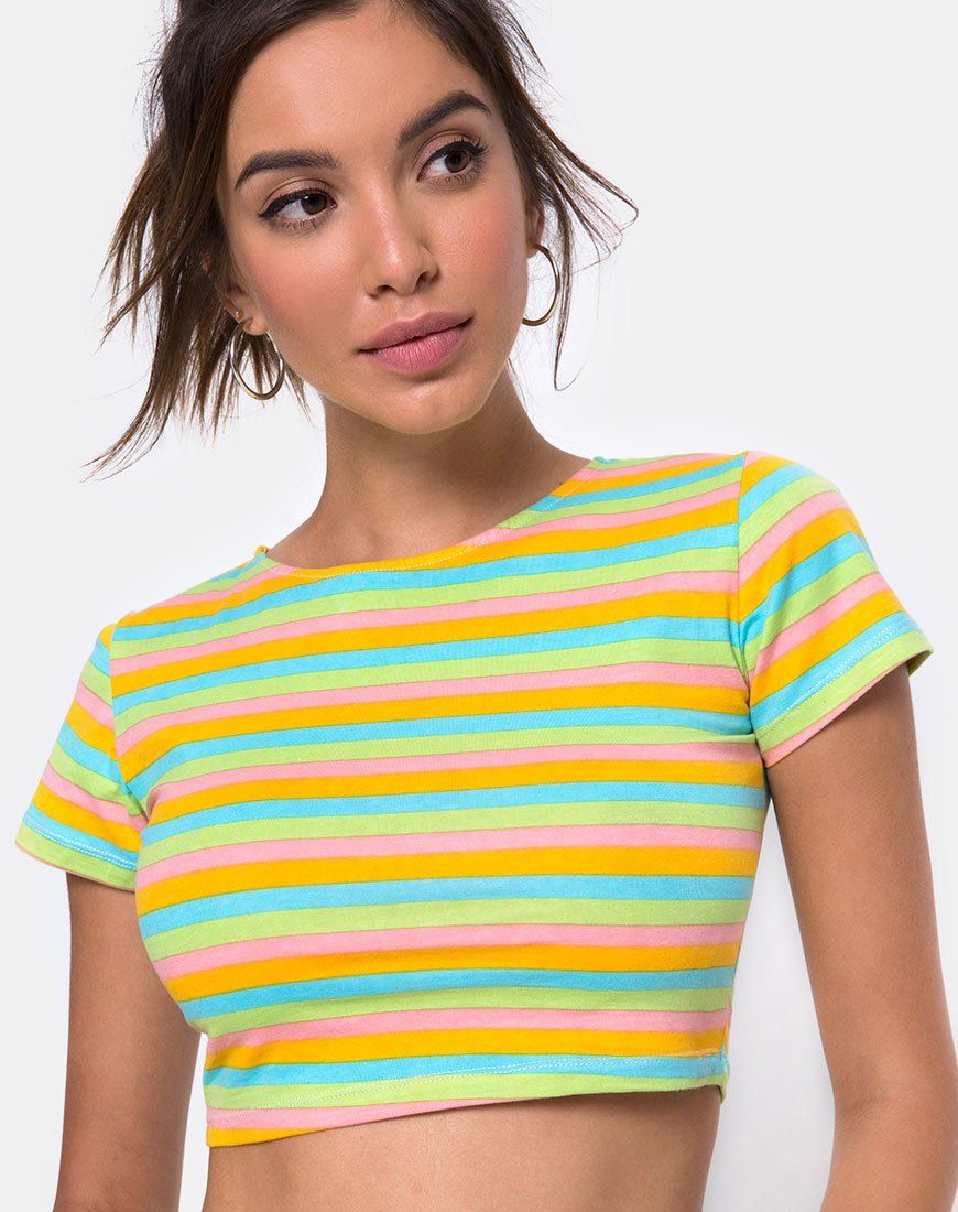 Tindy Crop Top in Sweet Stripe sold by Motel Rocks