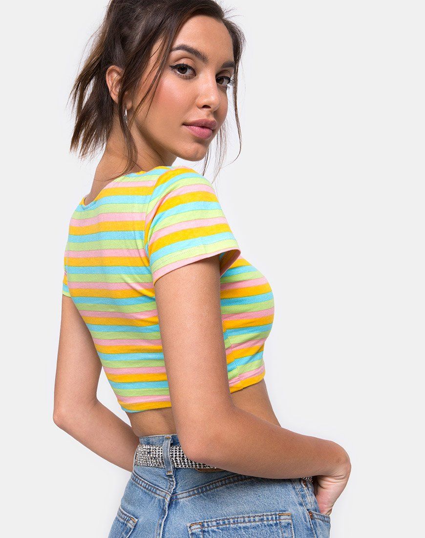 Tindy Crop Top in Sweet Stripe sold by Motel Rocks product image thumbnail 2