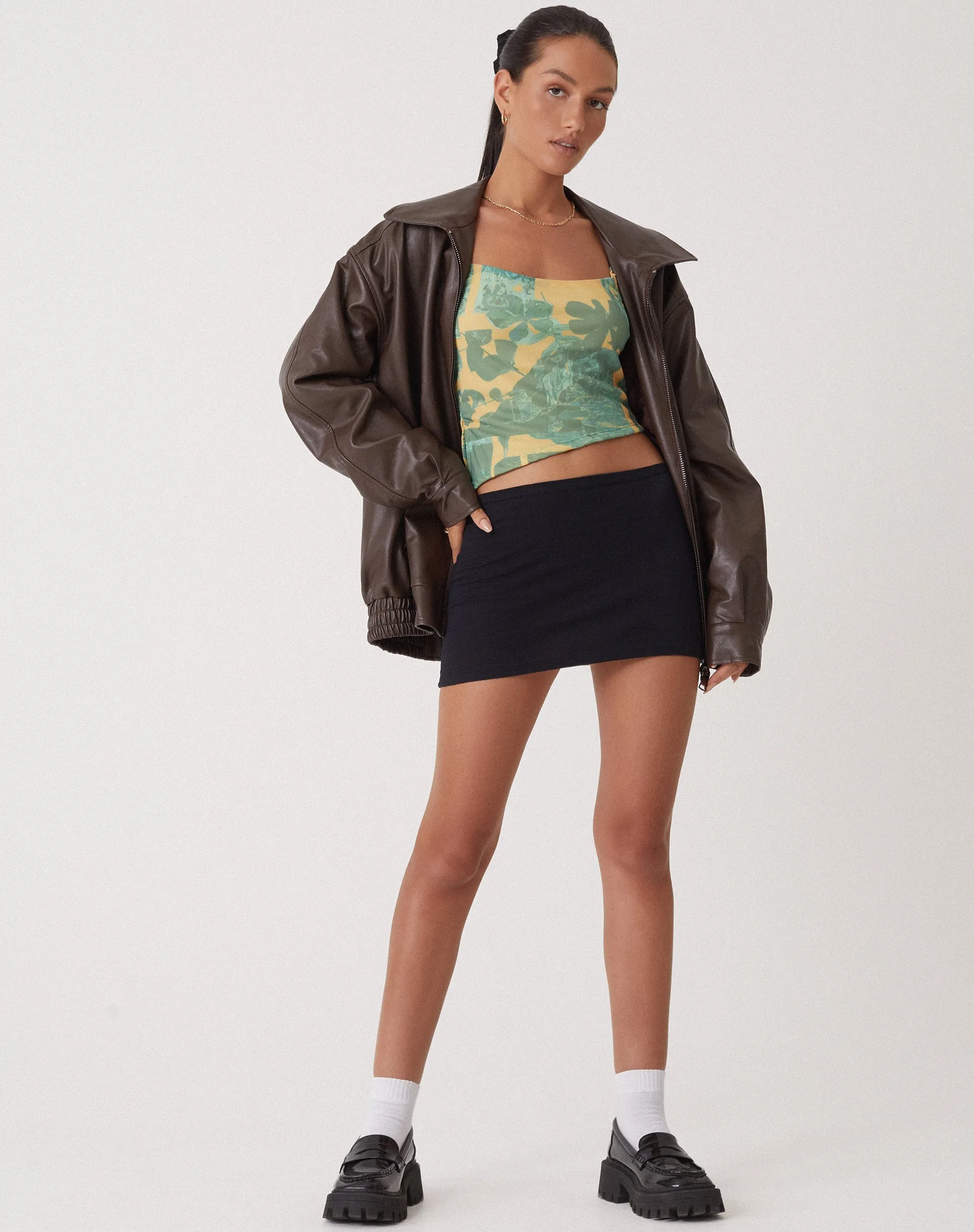 MOTEL X OLIVIA NEILL Asteria Crop Top in Collage Floral Shadow Green sold by Motel Rocks product image thumbnail 3