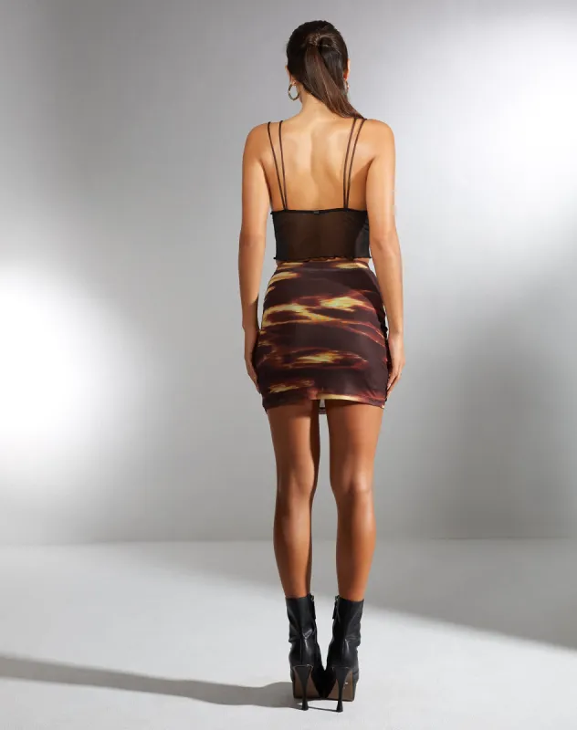 Olgi Crop Top in Mesh Black and Brown sold by Motel Rocks