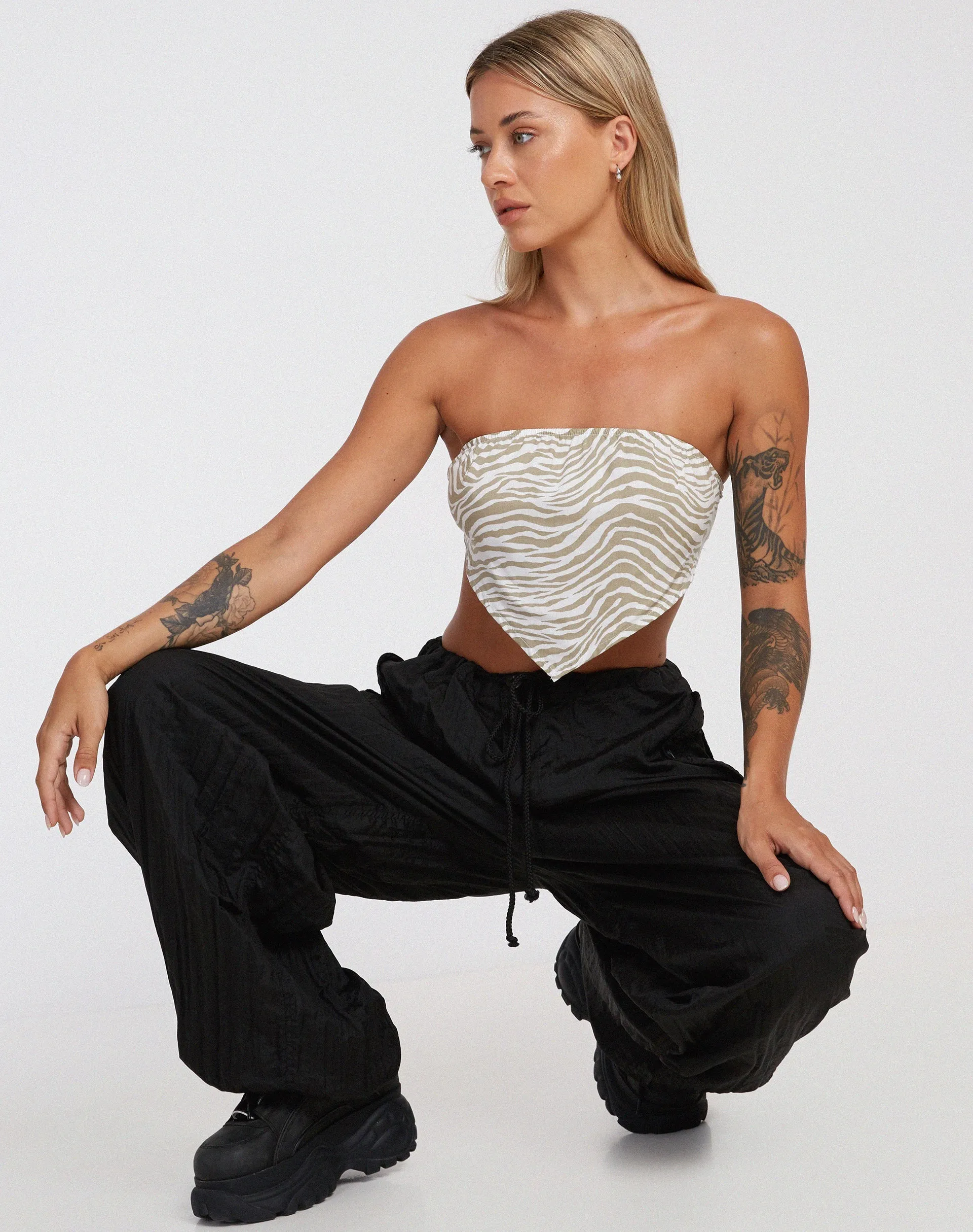 Nolda Crop Top in Tonal Zebra sold by Motel Rocks