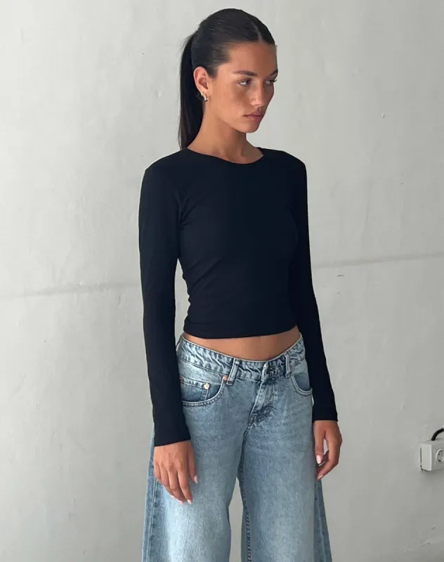 Bon Long Sleeve Top in Black sold by Motel Rocks