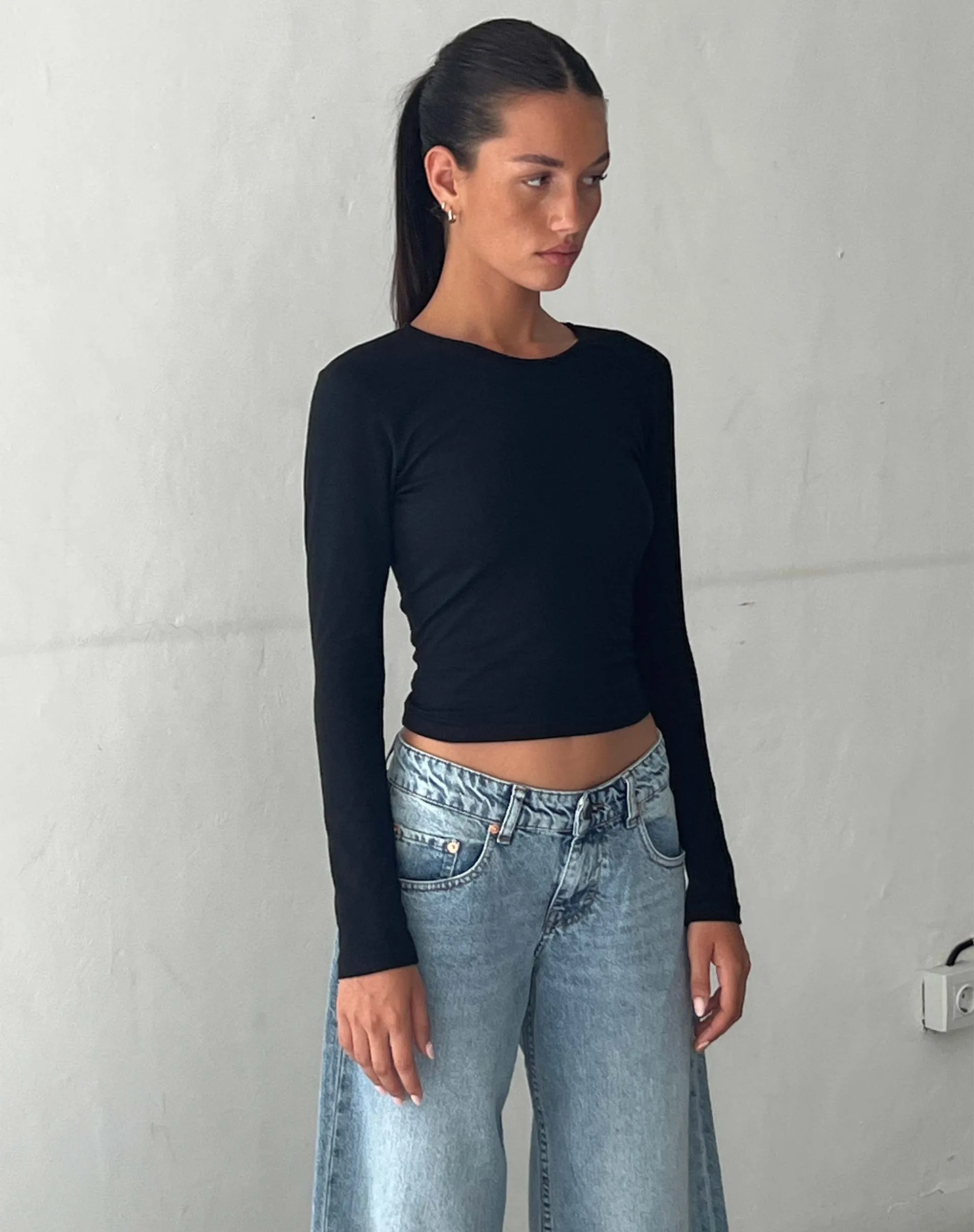 Bon Long Sleeve Top in Black sold by Motel Rocks
