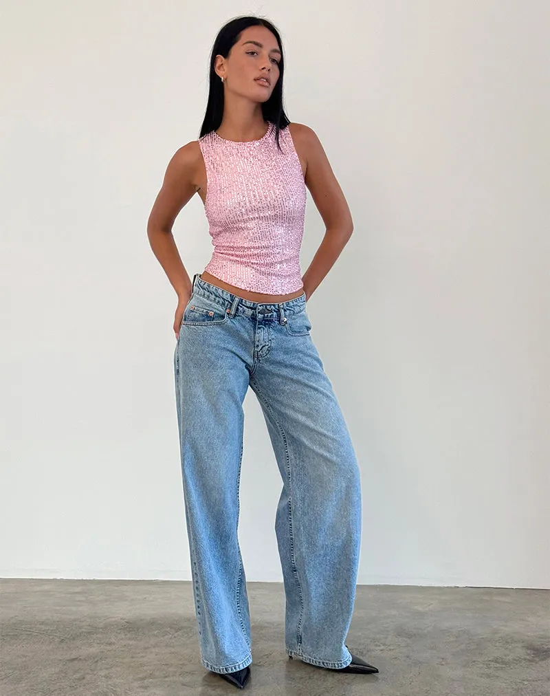 Hala Vest Top in Pink Mini Sequin sold by Motel Rocks product image thumbnail 2