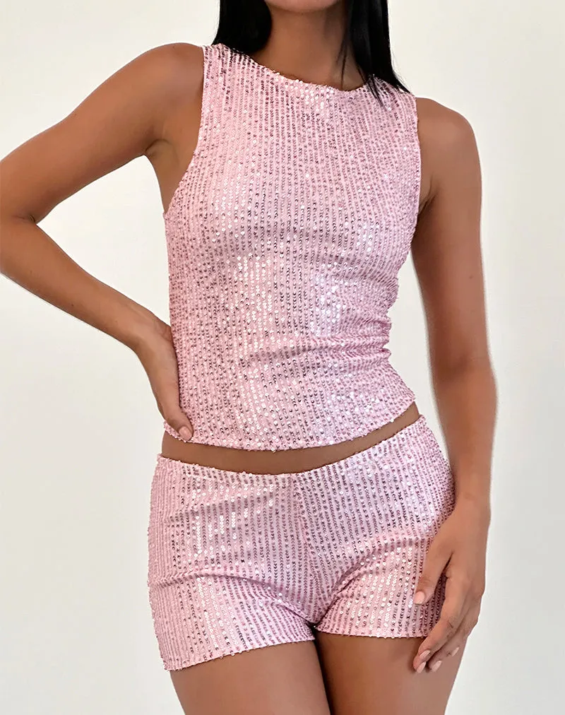 Hala Vest Top in Pink Mini Sequin sold by Motel Rocks product image thumbnail 3