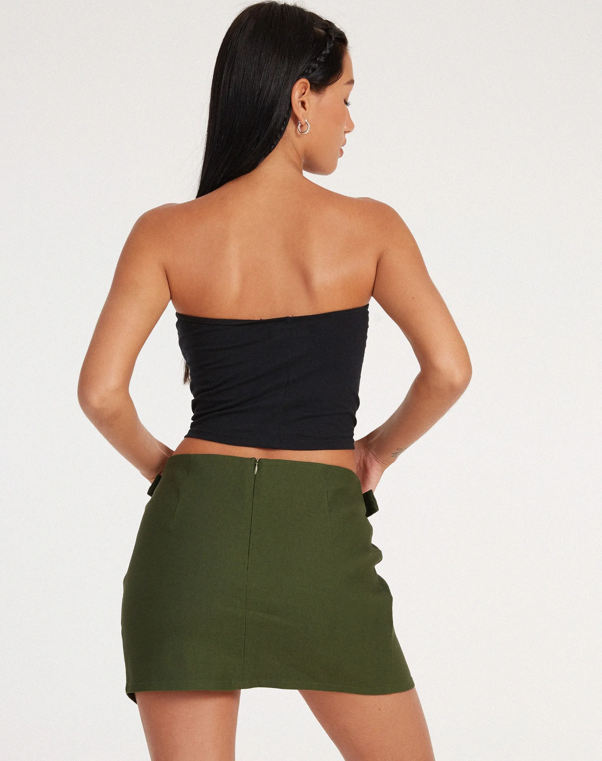 Salma Mini Skirt in Olive sold by Motel Rocks product image thumbnail 3