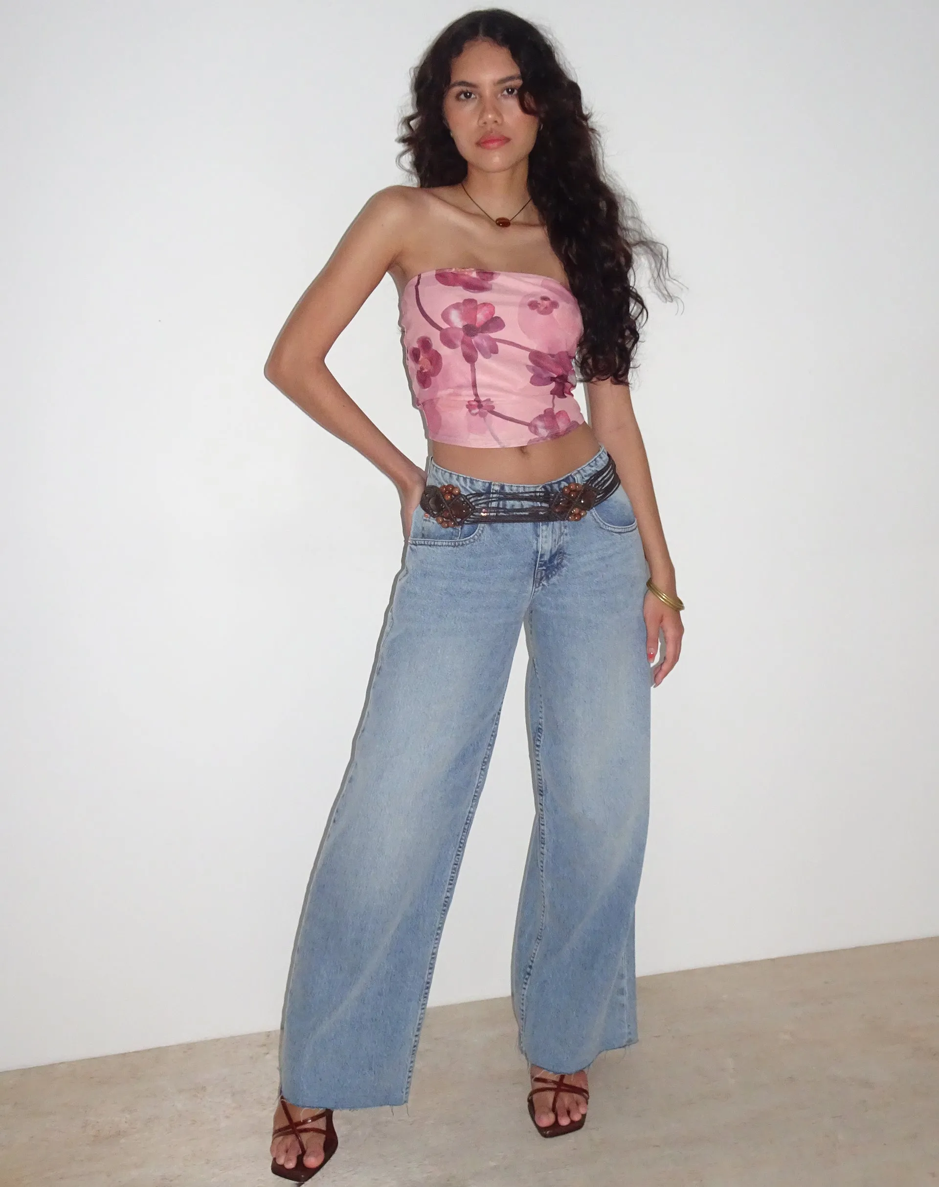 Peggy Bandeau Top in Watercolour Floral Blush sold by Motel Rocks product image thumbnail 2