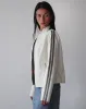 Jacquie Zip Up Jacket in PU Cream with Brown Stripe sold by Motel Rocks