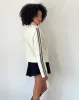 Jacquie Zip Up Jacket in PU Cream with Brown Stripe sold by Motel Rocks