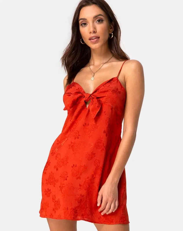 Roppan Slip Dress in Satin Rose Rust sold by Motel Rocks