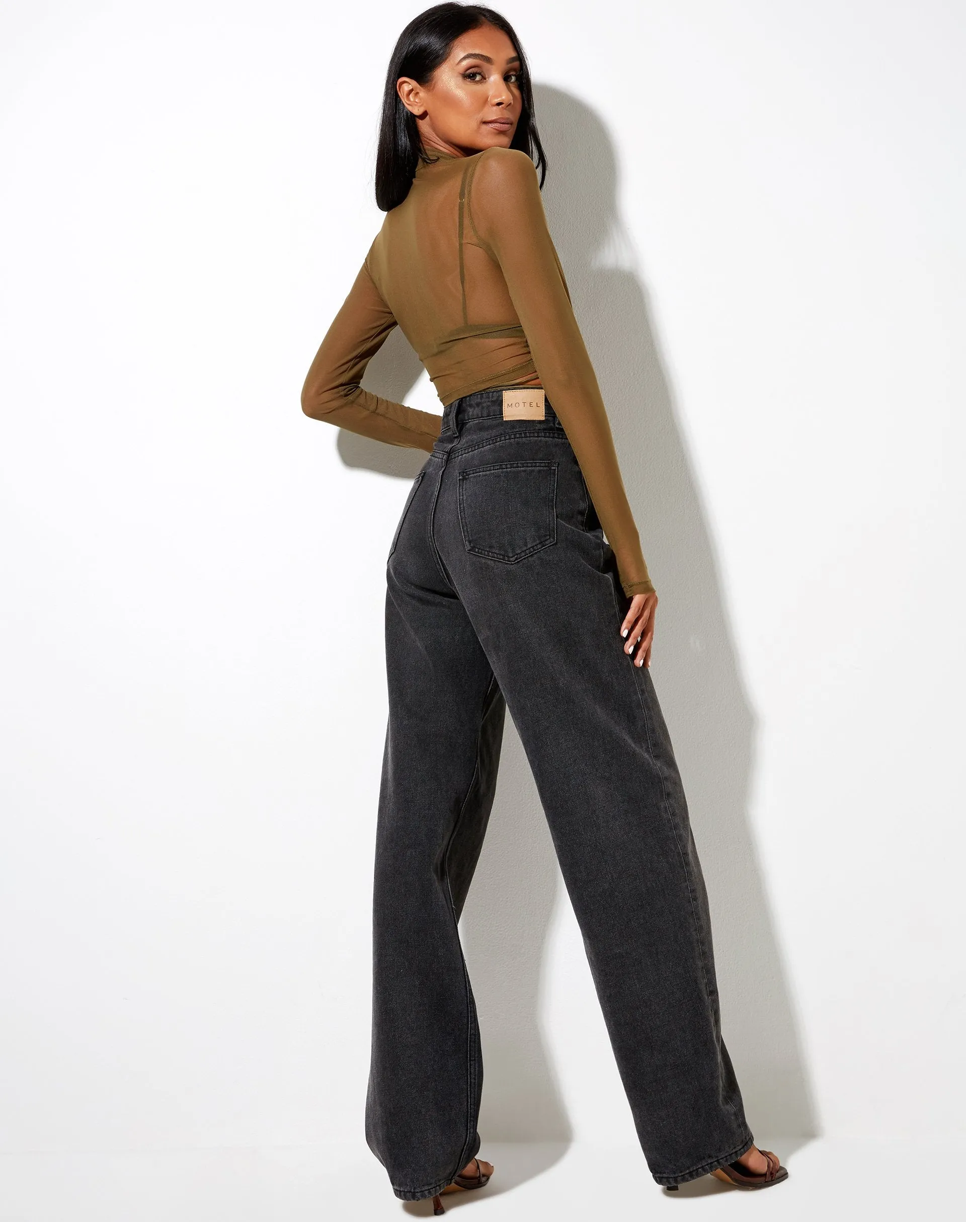 Sauja Crop Top in Mesh Khaki Green sold by Motel Rocks product image thumbnail 5