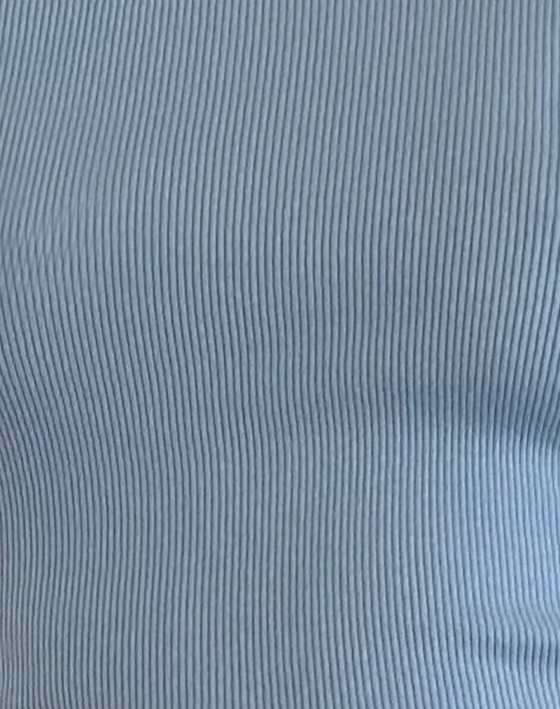 Chacha Ribbed Bardot Top in Nantucket Blue Lace sold by Motel Rocks product image thumbnail 5