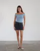 Chacha Ribbed Bardot Top in Nantucket Blue Lace sold by Motel Rocks