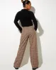 Abba Trouser in Check Brown sold by Motel Rocks