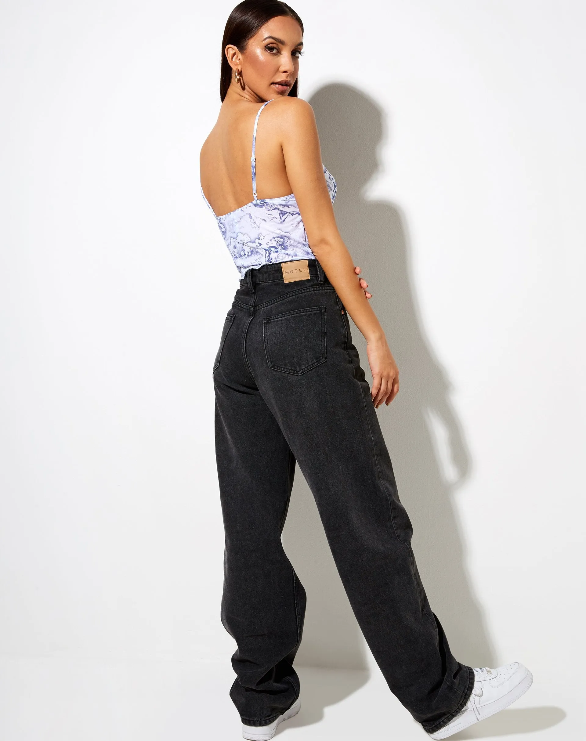 Yenika Crop in 20's Cherub White and Blue sold by Motel Rocks product image thumbnail 2