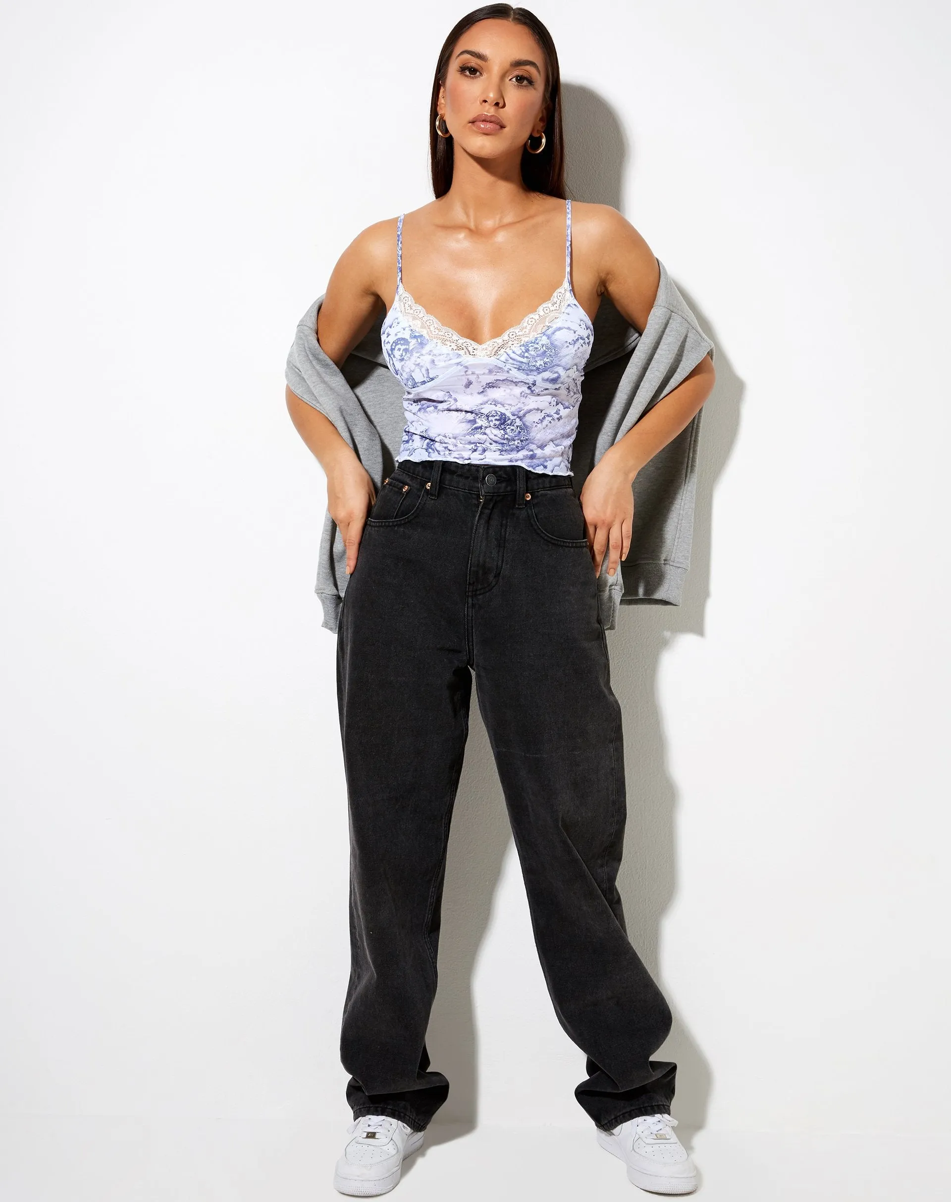 Yenika Crop in 20's Cherub White and Blue sold by Motel Rocks product image thumbnail 4