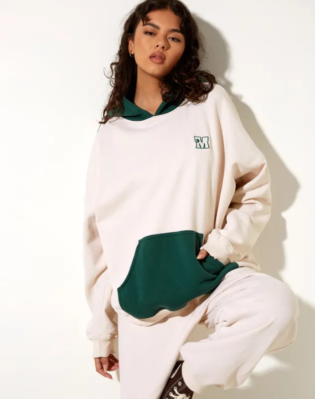 Oversize Hoodie in Forest Green Winter White M Embro sold by Motel Rocks