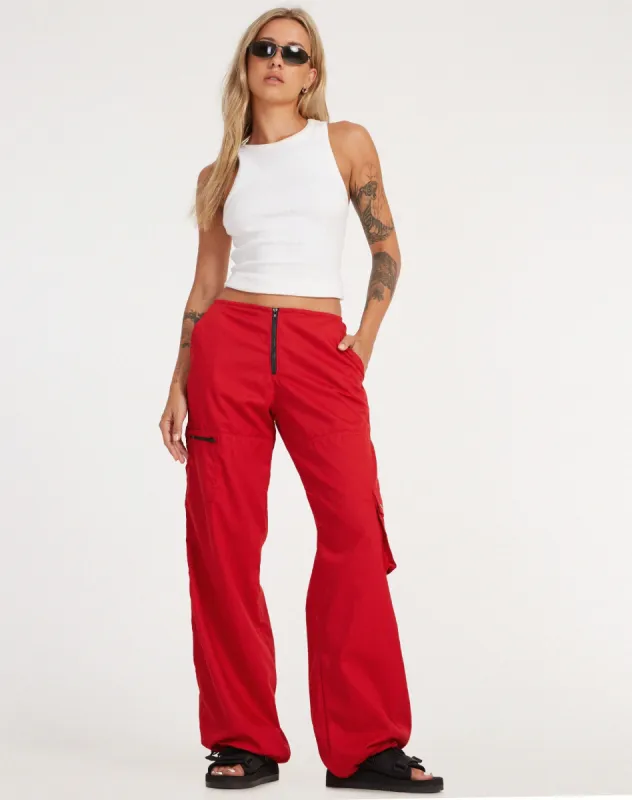 Xander Cargo Trouser in Cotton Drill True Red made by Motel Rocks