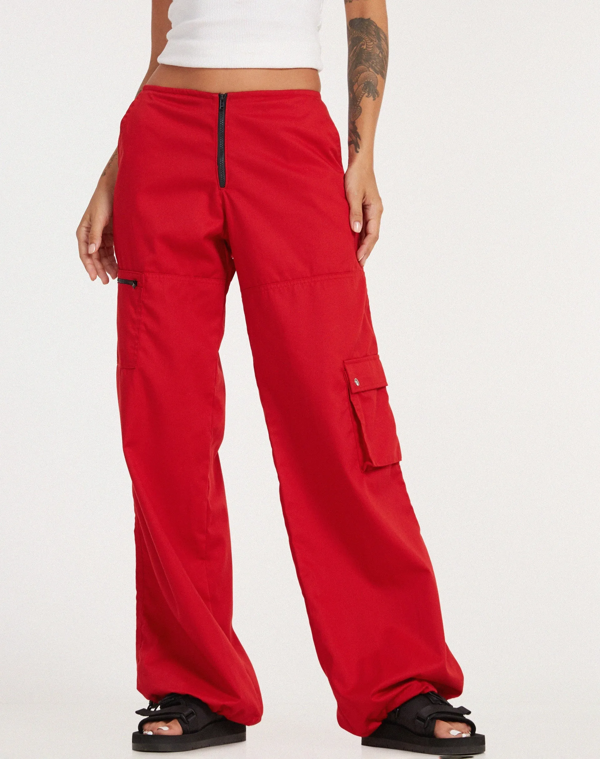 Xander Cargo Trouser in Cotton Drill True Red sold by Motel Rocks product image thumbnail 4