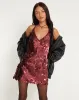 Urban X Motel Finn Mini Dress in Disc Sequin Burgundy sold by Motel Rocks