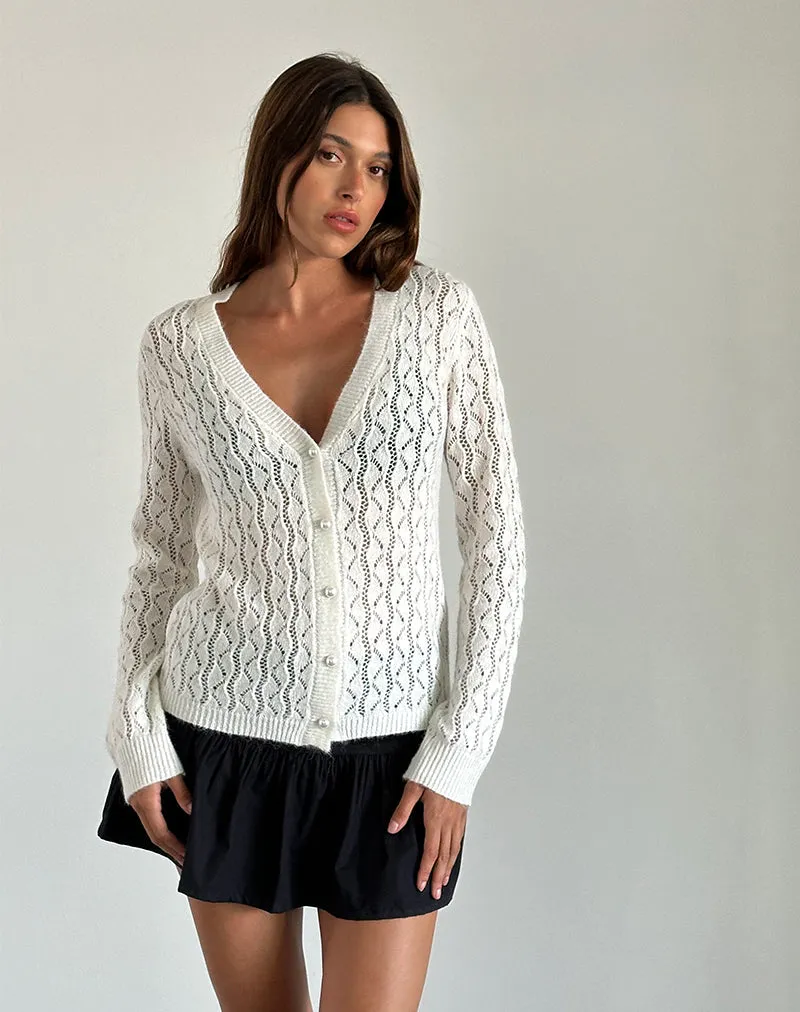 Ricani Open Knit Cardigan in Ivory sold by Motel Rocks product image thumbnail 3