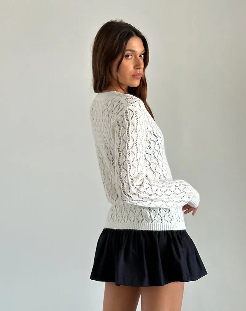 Ricani Open Knit Cardigan in Ivory sold by Motel Rocks product image thumbnail 5