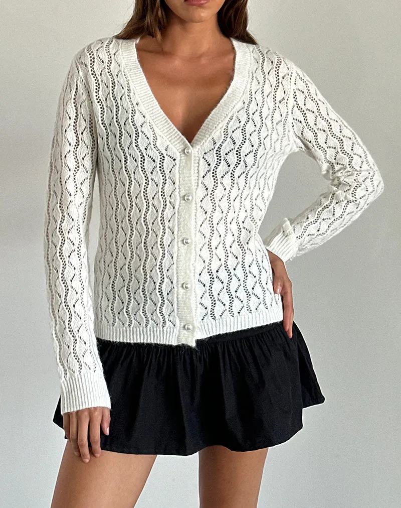 Ricani Open Knit Cardigan in Ivory sold by Motel Rocks product image thumbnail 4