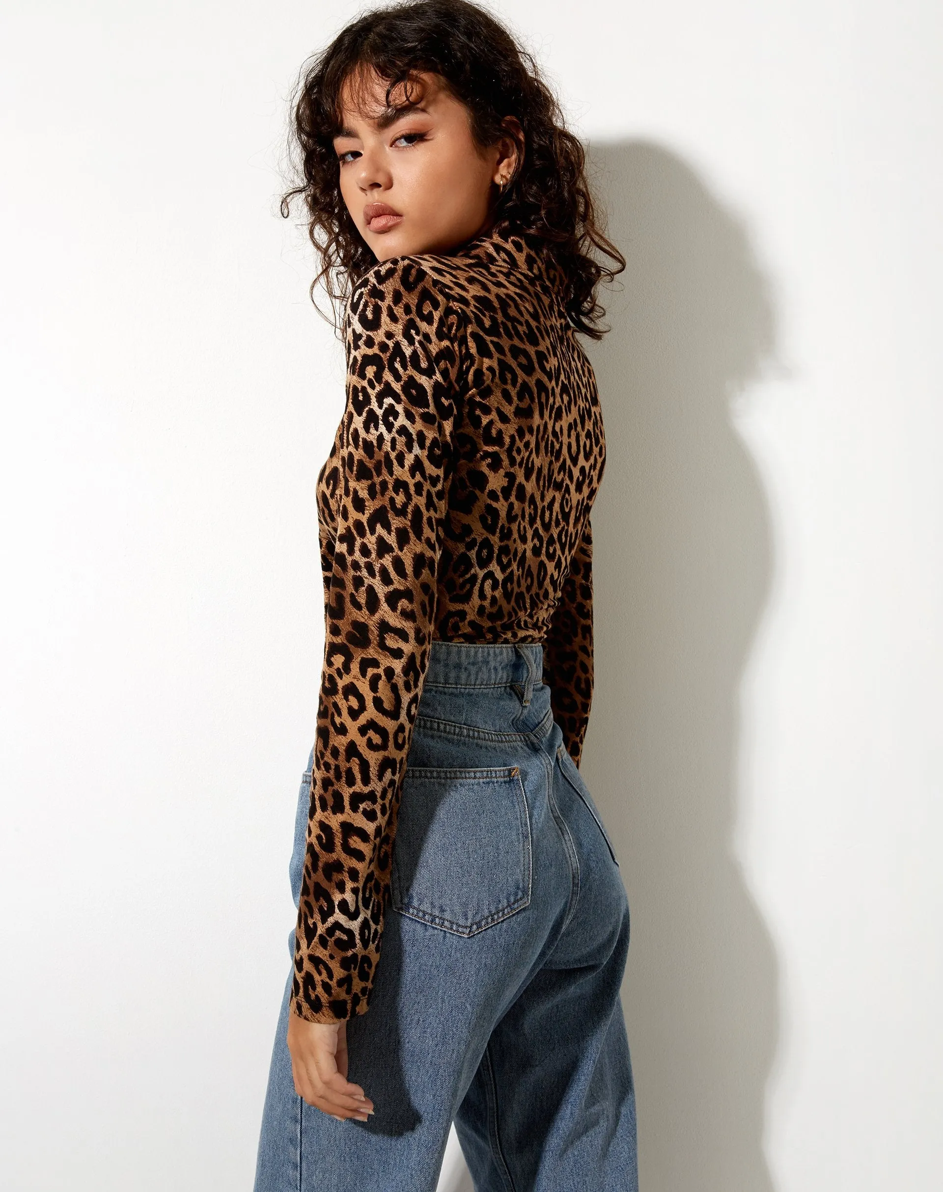 Ryals Crop Top in Night Leopard Brown sold by Motel Rocks product image thumbnail 3