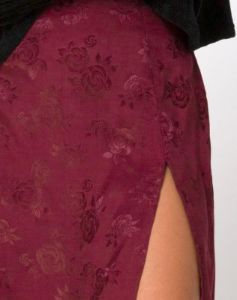 Saika Midi Skirt in Satin Rose Burgundy sold by Motel Rocks