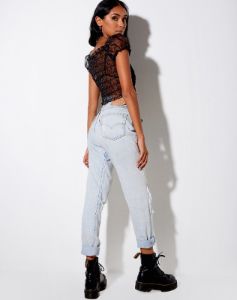 Marilla Crop Top in Black Organza sold by Motel Rocks