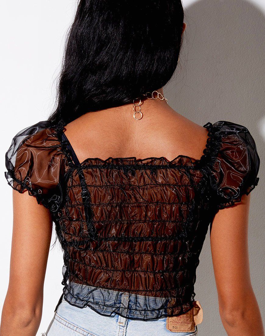 Marilla Crop Top in Black Organza sold by Motel Rocks product image thumbnail 2